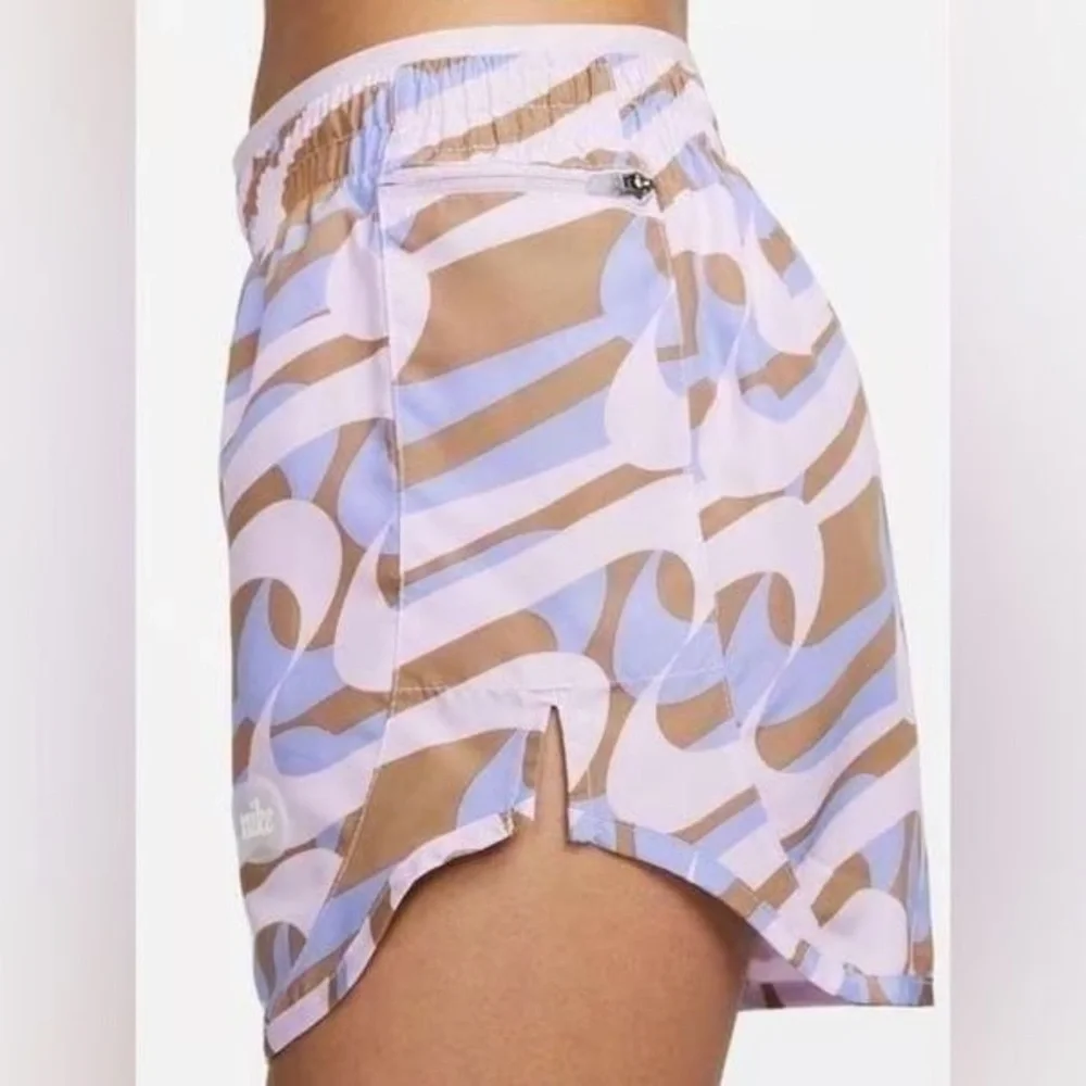 Nike Dri-FIT Tempo Luxe Athletic Shorts Small Retro Logo Print Purple